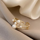 Luxurious And Exquisite Double-deck Pearl Adjustable Ring For Woman Gothic Jewelry Korean Fashion Girls Unusual Accessories